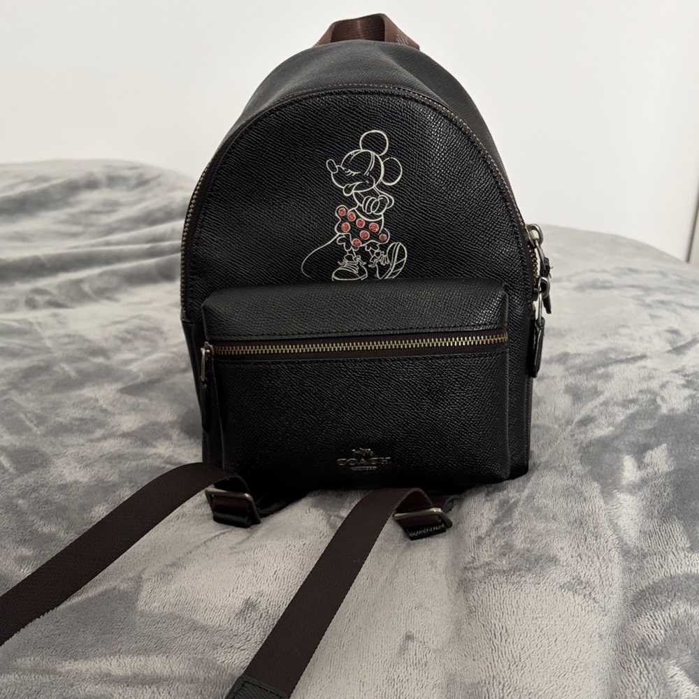 Disney x Coach Minnie Mouse Mini Backpack Black Leather